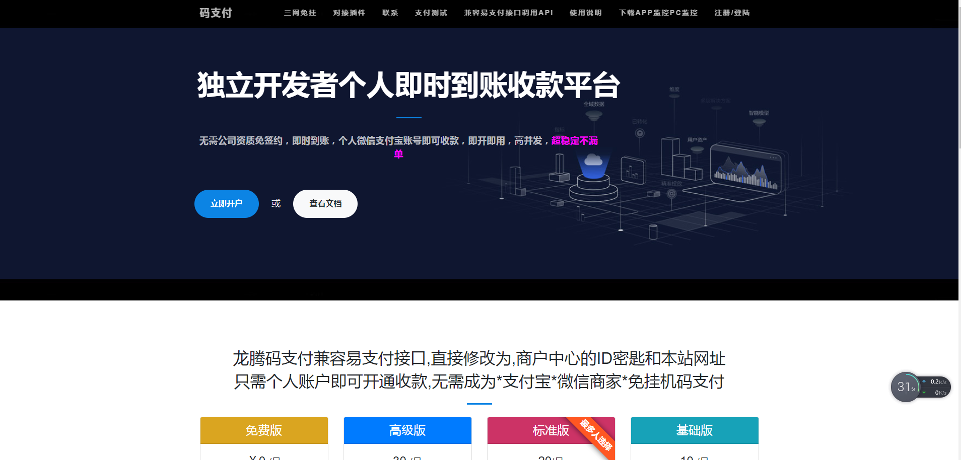 三网免挂码支付系统/个人免签支付系统/当面付支付/支持代理轮询收款个码免签