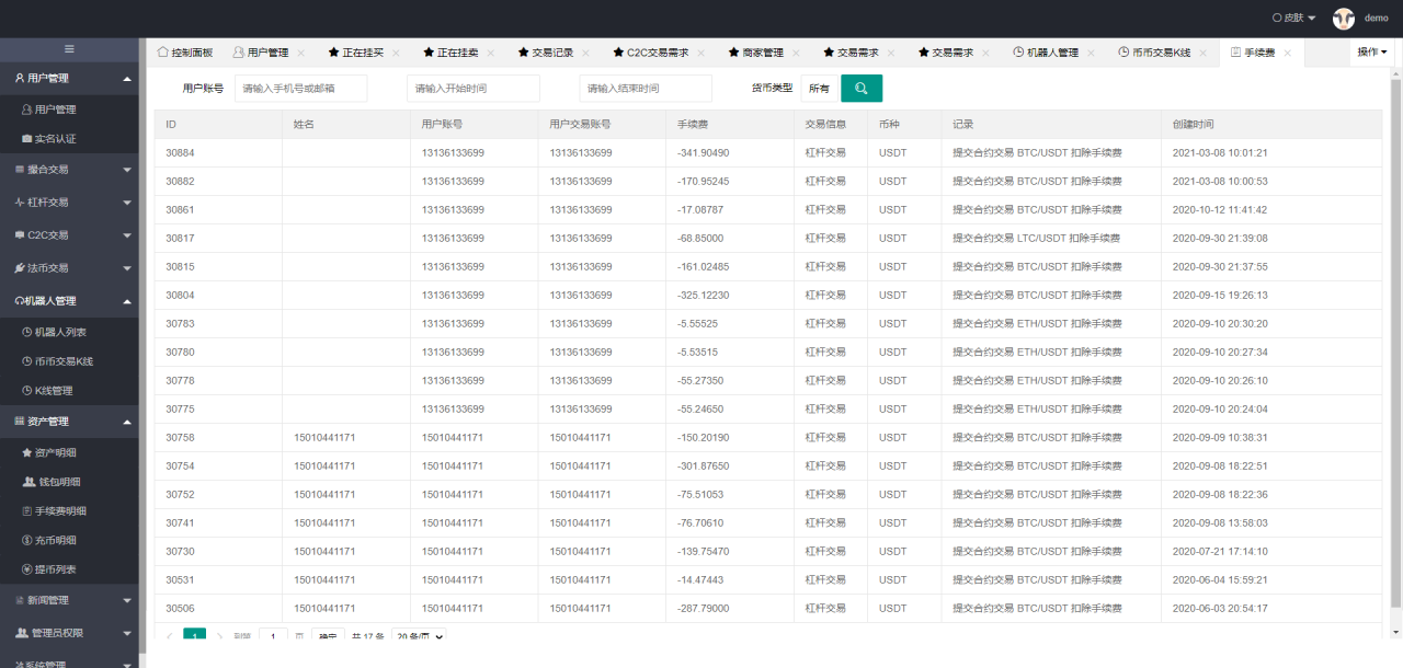 「优化版」数字资产交易所源码｜币币交易｜C2C交易｜交易机器人｜撮合交易｜合约交易