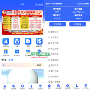 项目投资理财系统/投资众筹系统/分红返利