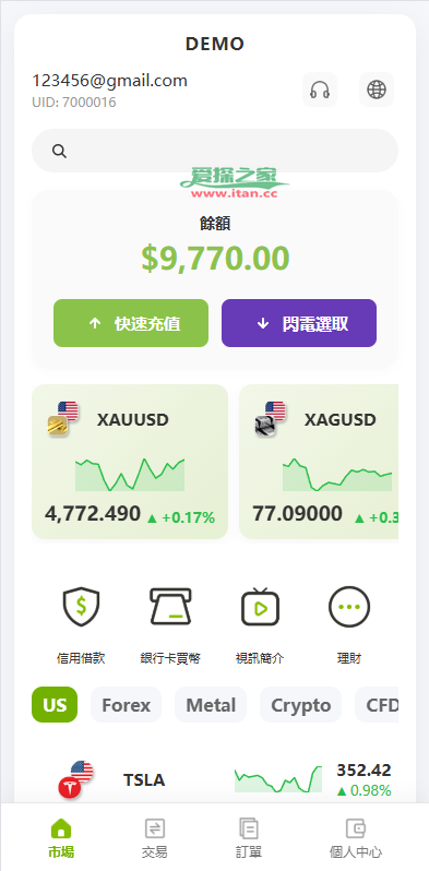 多语言PC/H5版st7交易所/美股/外汇/理财/贷款/K线控制
